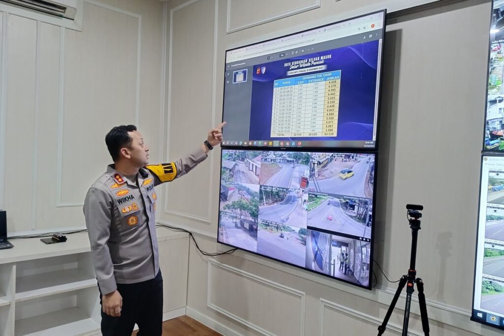 Polisi Pantau Jalur Puncak 24 Jam Lewat Traffic Management Center di Pos Gadog
