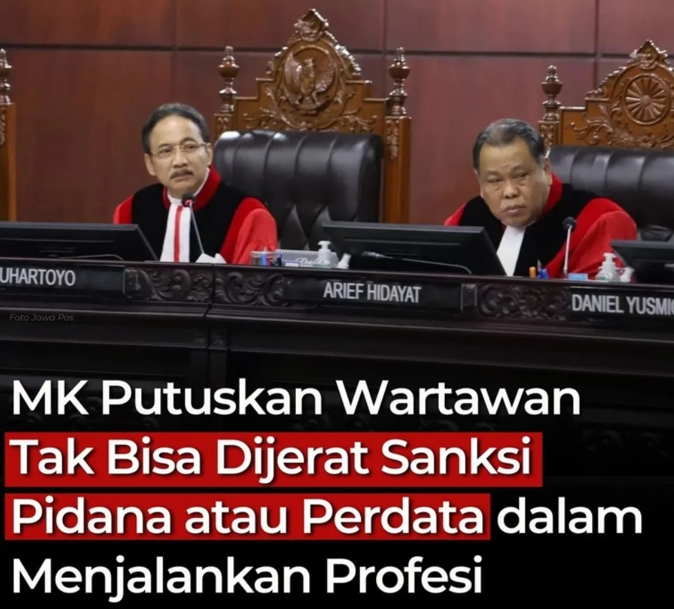 MK Tegaskan Perlindungan Wartawan, Karya Jurnalistik Tak Bisa Serta-Merta Dipidana