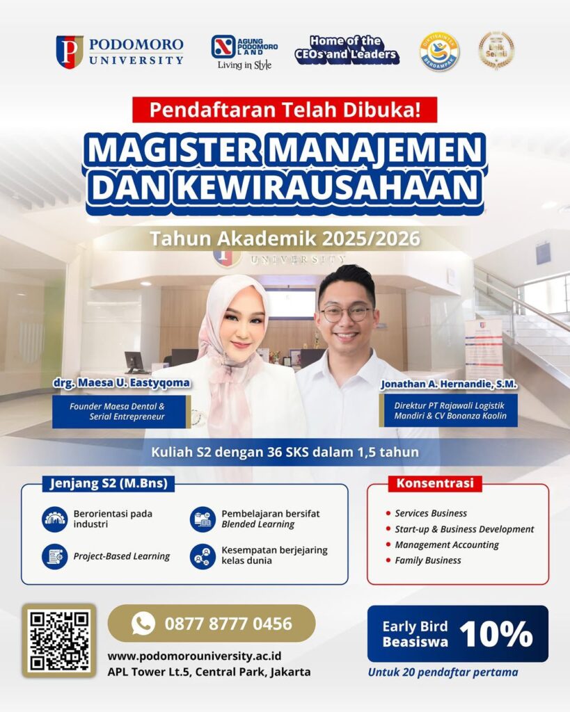 Saatnya Naik Level: S2 Manajemen & Kewirausahaan Podomoro University Resmi Dibuka